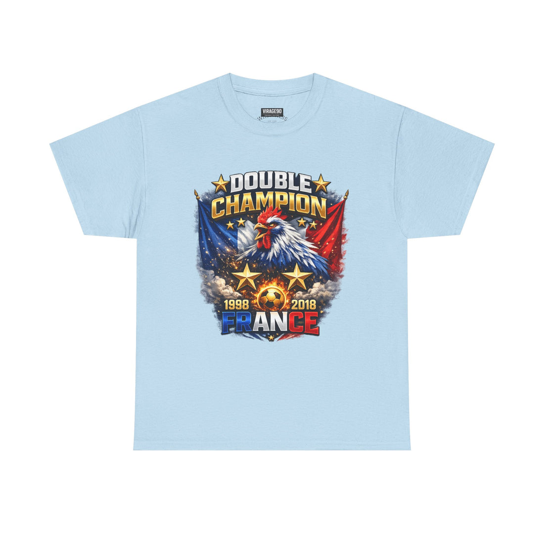 T-Shirt Double Champion France | 1998 2018 | Coq Tricolore | Supporter Français